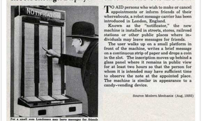 Too funny! Those clever Brits had the prototype for Twitter in 1935.